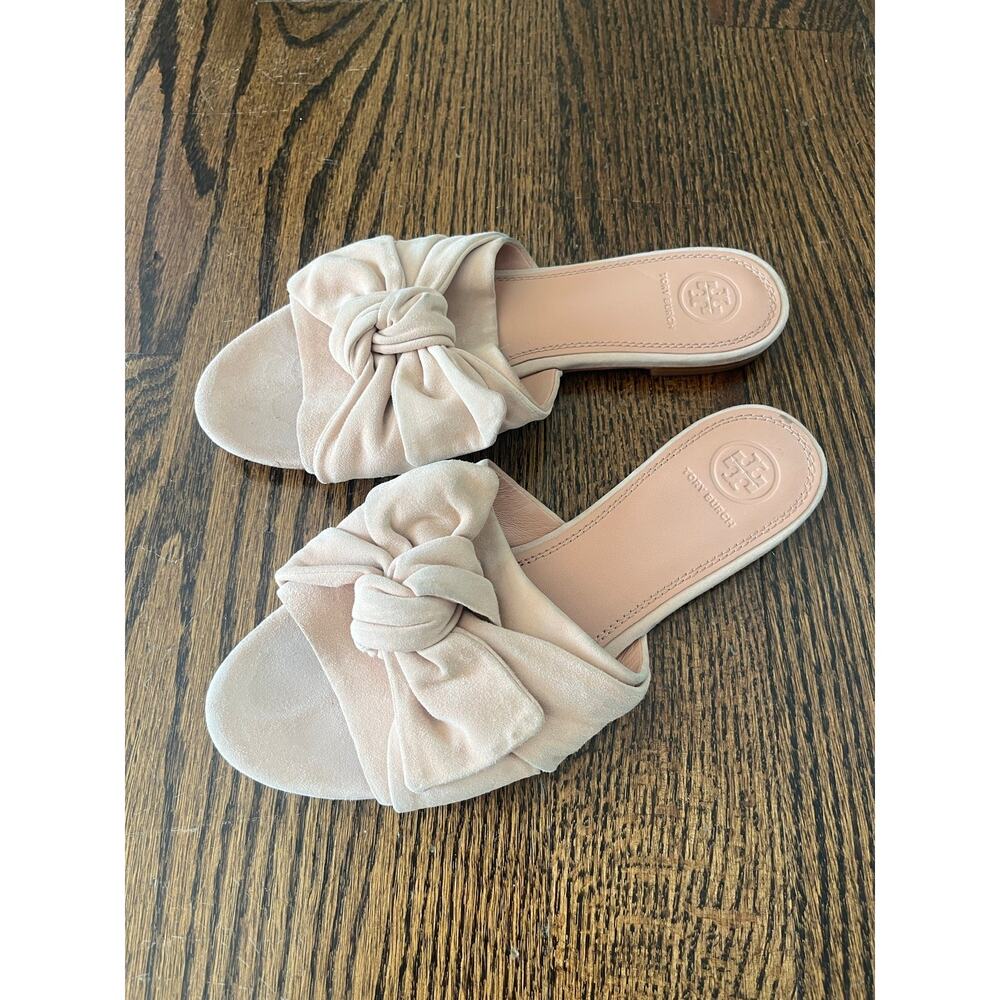 Tory Burch Slide- Annabelle Bow Slide in Suede Beige Size 8